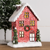 LED House (Set of 2) 5.75"H, 6"H Resin 2 AA Batteries, Not Included