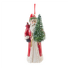 Santa w/Cardinal Ornament (Set of 6) 4.5”H Resin