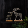 Deer on Base (Set of 2) 7"H, 9.5"H Wood/Aluminum