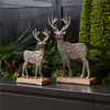 Deer on Base (Set of 2) 8.5"H, 10.5"H Wood/Aluminum