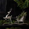 Hammered Metal Reindeer with Sleigh 25.5"L