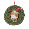 Cat & Dog in Wreath Ornament (Set of 4) 3.5”H Resin