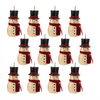 Snowman Ornament (Set of 12) 4”H Wood/Fabric