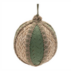 Ball Ornament (Set of 4) 4"D, 5"D Plastic/Bamboo/Fabric