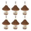 Mushroom Ornament (Set of 6) 4”H Glass