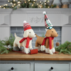 Dog on Sled and Skis (Set of 2) 13"L x 13.5"H, 13"L x 16.5"H Polyester
