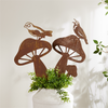 Bird & Mushroom Stake (Set of 2) 19"H, 19.5"H Iron