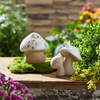 Double Mushroom w/Bird and Mushroom (Set of 6) 4.5”H Porcelain