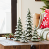 Green Flocked Pine Tree Decor (Set of 4)