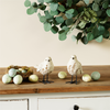 Bird Figurine with Carved Floral Design (Set of 2)