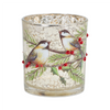 Mercury Glass Votive Candle Holder with Bird and Berry Branch (Set of 6)