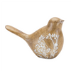 Floral Etched Bird Figurine with Wood Grain Design (Set of 4)