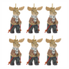 Moose w/Ski Poles Ornament (Set of 6) 5.5”H Wood