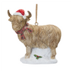 Highland Cow Ornament (Set of 6) 4.25”H Resin
