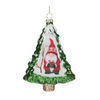 Gnome in Tree Ornament (Set of 12) 5.75”H Glass