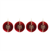 Ball Ornament w/Snowflake (Set of 4) 4”D Polyester