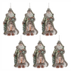 Glittered Green Glass Santa Ornament (Set of 6)