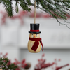 Snowman Ornament (Set of 12) 4”H Wood/Fabric