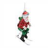 Santa on Skis Ornament (Set of 6) 4.5”H Glass