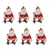 Santa on Skateboard Ornament (Set of 6) 5.5”H Glass