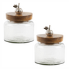 Canister w/Pumpkin Pull (Set of 2) 6"D x 7.5"H Glass/Wood