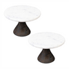 Pedestal Tray (Set of 2) 8"D x 6"H Marble/Wood