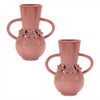 Vase w/Floral (Set of 2) 8”H Stoneware