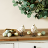 Bird Figurine with Carved Floral Design (Set of 2)