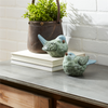 Blue and Green Terra Cotta Bird Figurine (Set of 2)