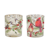 Mercury Glass Votive Candle Holder with Bird and Berry Branch (Set of 6)