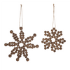 Snowflake Ornament (Set of 12) 4.75"D, 6.75"D Wood