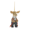 Moose w/Ski Poles Ornament (Set of 6) 5.5”H Wood