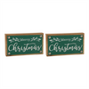 Merry Christmas Sign (Set of 2) 7"L x 4"H MDF/Faux Leather