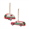 Car and Camper Ornament (Set of 12) 3.5"L x 2.25"H, 4.5"L x 1.5"H MDF