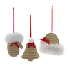 Mitten/Hat/Bell Ornament (Set of 12) 3.5"H, 4"H, 4.25"H Resin