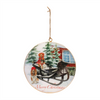 Dog and Sleigh Disc Ornament (Set of 6) 6”H Iron