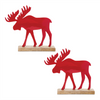Metal Moose Silhouette with Wood Base (Set of 2)