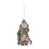 Glittered Green Glass Santa Ornament (Set of 6)