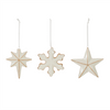 Star and Snowflake Ornament (Set of 6) 4”H Ceramic