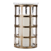 Wavy Glass Candle Holder with Distressed Metal Frame 12.25"H