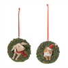 Cat & Dog in Wreath Ornament (Set of 4) 3.5”H Resin