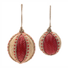 Ball Ornament (Set of 4) 3"D, 4"D Plastic/Bamboo