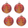 Ball w/Tree Ornament (Set of 4) 6”D Glass