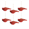 Cardinal Ornament (Set of 6) 6"Lx 2.5"H Glass