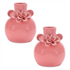 Vase w/Floral (Set of 2) 5.75”H Stoneware