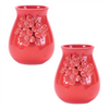 Vase w/Floral (Set of 2) 6.5”H Stoneware