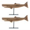 Whale on Stand (Set of 2) 17.5"L x 9"H Wood/Metal