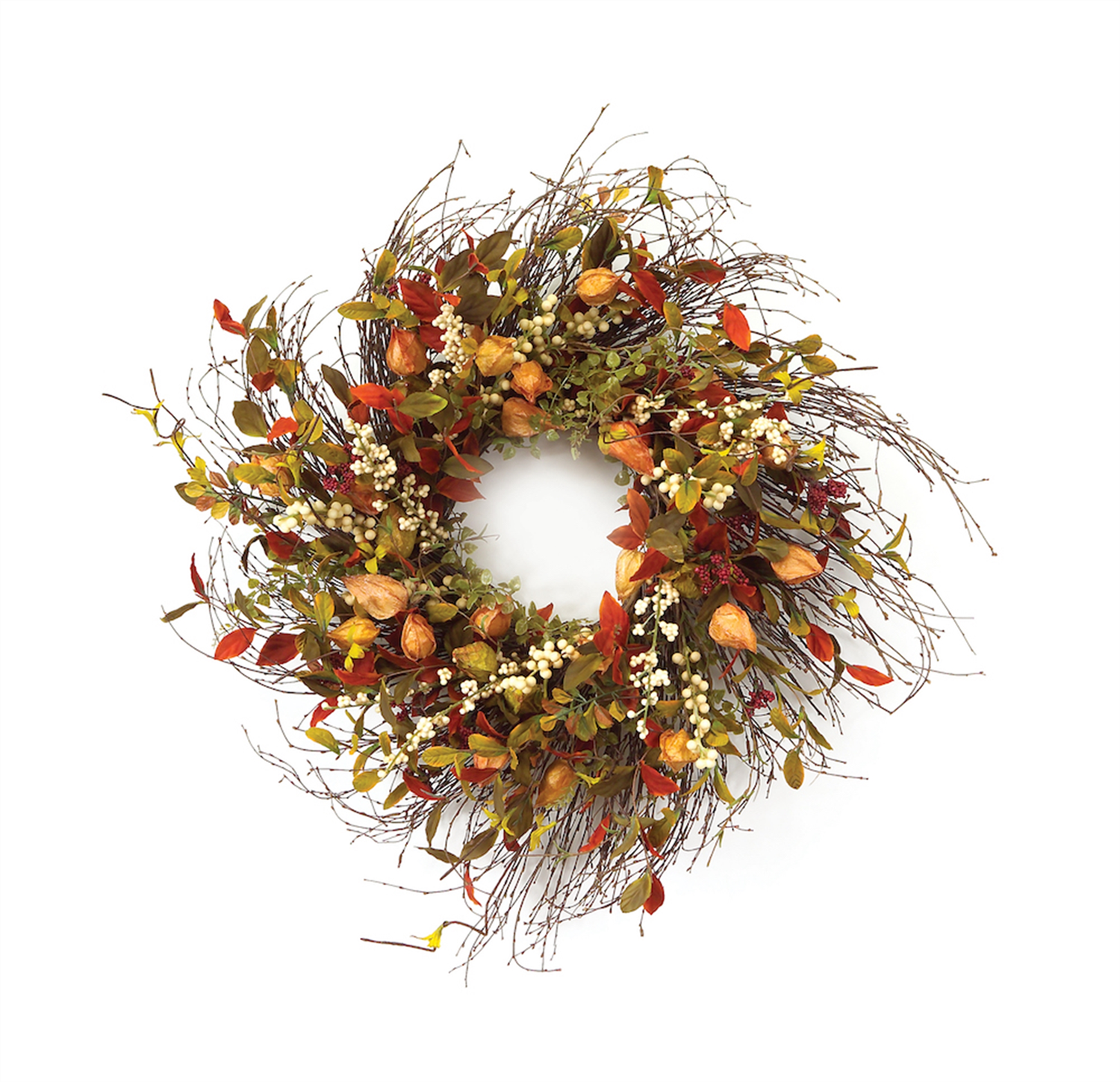Cape Gooseberry Wreath 20"D Twig/Fabric