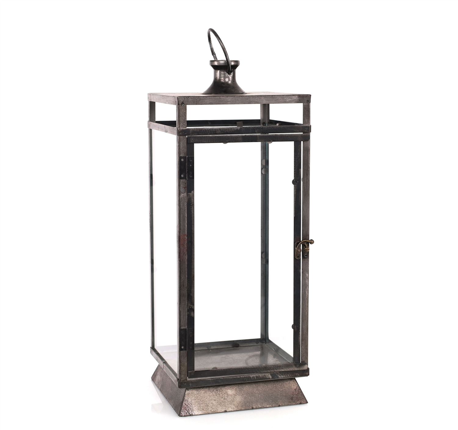 Black Metal Lantern 20.5"H Metal/Glass