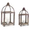 Lanterns (Set of 2) 20.5"H, 26"H Wood/Metal/Glass